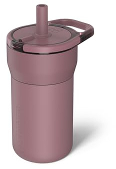 BrüMate Leap 12oz 100% Leakproof Kids Tumbler with Handle and Silicone Soft Straw | Drop Resistant Silicone Sleeve | For Kids 4+ | Insulated Stainless Steel | Cup Holder Friendly | 12oz (Rose Taupe)