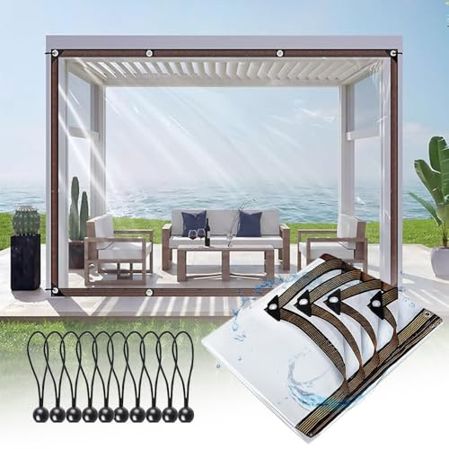 Transparente Plane 2 * 3m mit Ösen 0.5 inch, Regenschutz, Wasserdicht, UV-Schutz, Luftdicht, Abdeckplane mit Ösen