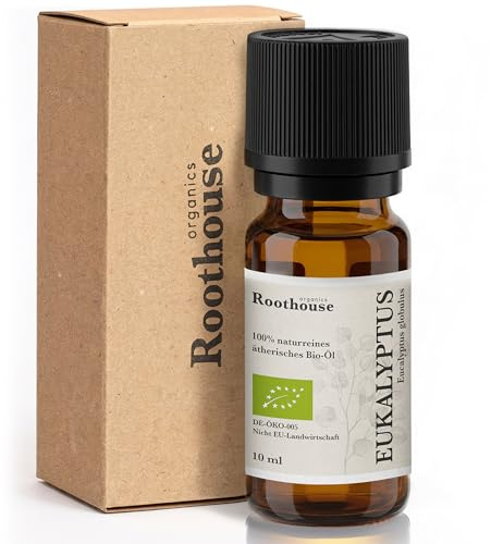Roothouse-Organics® Bio Eukalyptusöl - 100% naturreines ätherisches Öl - Eucalyptus Globulus -echter Eukalyptus Duft für Aromatherapie, 10 ml