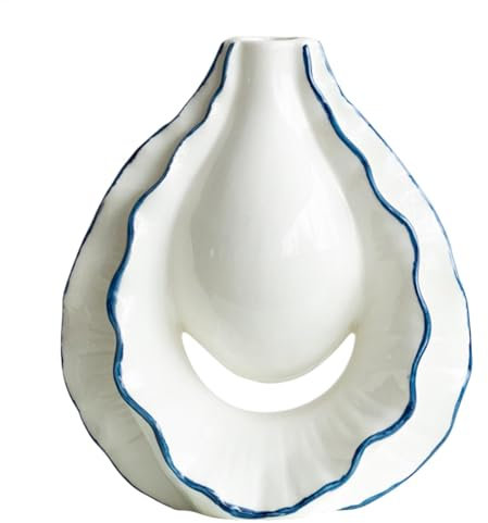 Mwqpgyh Keramik-Blumenvase, minimalistische Vasen für Heimdekoration | Dekorative Vasen mit Austernschale,Moderne Heimdekoration, Elegante Blumenvase für Wohnzimmer, Schlafzimmer, Bauernhaus