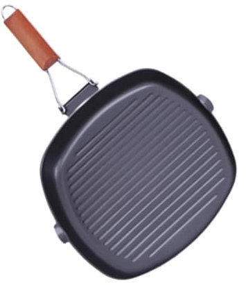 COLLBATH Sartén Hierro Antiadherente Para Bistec y Panqueques Diseño De Rayas Color Oscuro 1 Unidad