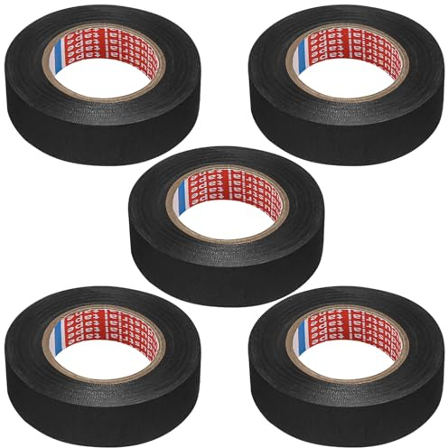 5 PCS Car Exhaust Wrap,Wiring Harness Tape,Adhesive Fabric Cloth Tape,Multipurpose Anti Squeak Self Adhesive Felt Tape for Car Cable Harness Wiring Fabric Loom Electrical Heat Tape Tools 1.8CM x 15M