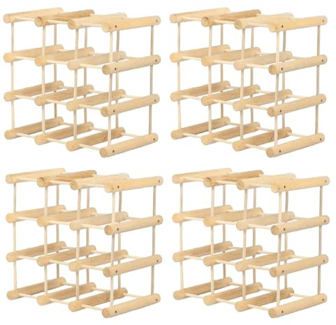 MODO24 Weinregal Modular Tanne Massivholz 56 Flaschen, 4 Module, Natur | Modulares Flaschenregal & Weinständer aus Tannenholz, ModAbm 36x36x24 cm, Getränkeregal & Flaschenständer für Küche