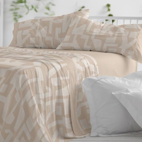 Burrito Blanco | Juego de Sábanas Algodón/Poliéster Cama 150-160 Arcilla | 4 Piezas: Bajera, Encimera y 2 Fundas | 50% Algodón 50% Poliéster | 144 Hilos | Tacto Suave | Larga Duración | Apto Secadora