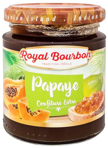 ROYAL BOURBON - Ile de la Réunion - Confiture Pot en verre de 250g : (Lot de 2 Pots, Papaye)