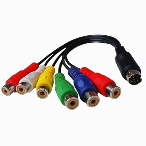 Surluoen 1 Pezzo Adattatore da S-Video A RGB Femmina 6 10 Pin Din S-Video Componente 30cm PVC+Metallo per PC HDTV RGB Componente 30cm