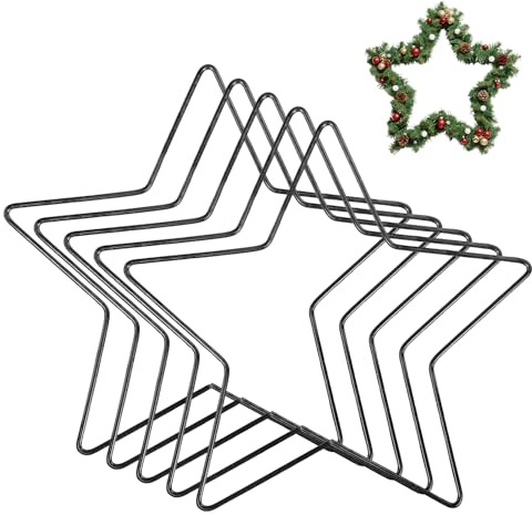 5er-Pack Metallringe zum Basteln,Metall Stern mit 20 cm Durchmesser,Hängende Metallsterne Fenster Deko,Geeignet für Feiertagsdekorationen,Hochzeitsdekorationen,DIY-Traumfänger (Schwarz)