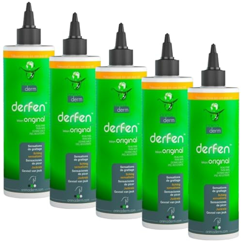 RL24 Animaderm - Derfen Original Lotion – 5 x 500 ml (5er Set) | Hautpflege für empfindliche Pferdehaut – Hautlotion für Sommerdermatitis – Pferdepflege bei gereizter Haut & Juckreiz