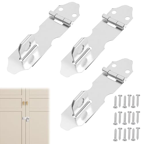 3-Piece Set Hasp and Staple Heavy Duty, Stainless Steel 2-Inch Shed Door Latch, Clasp Lock, Heavy Duty Padlock Hasp Lock, Shed Locks and Latches for Door Window Cabinet Pet Cage Crate Fitting