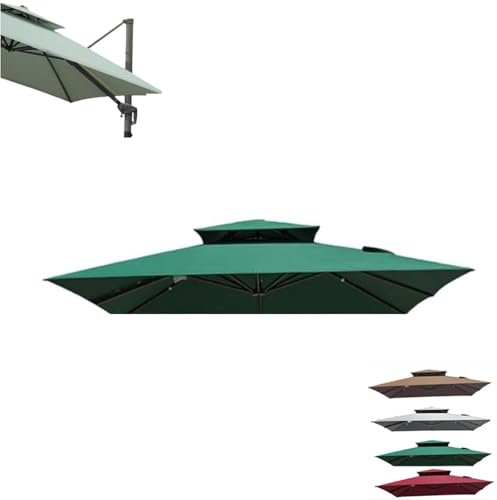 ZIUSFAC 3×4m Tessuto di Ricambio per Ombrellone Decentrato Telo di Ricambio per Ombrellone Grande Rettangolare Telo Ombrellone da Balcone 8 Stecche 3×3(Dark Green,2.5x2.5m (8.2x8.2ft))