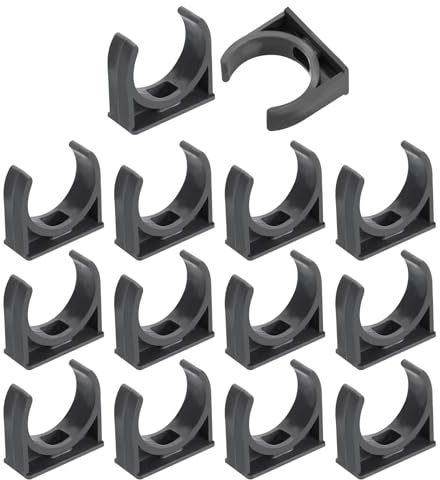 sourcing map 16Pcs PVC Water Pipe Clamps Clips, U-Shaped Tubing Hose Buckles, Irrigation Tube Holder for 32mm OD for TV Trays Tube Hose Hanger Support Tubing, Gray