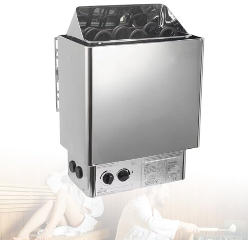 guoyjmm Stufa per Sauna, Stufa Elettrica in Acciaio Inox da 4,5/6/8/9 Kw, Stufa per Bagno Turco con Comandi Integrati, Timer da 3 Ore e Temperatura Regolabile, Stufa per Sauna a Vapore Secco,6KW-220V