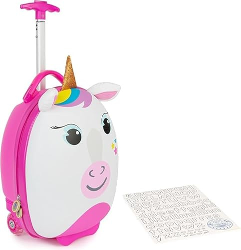 Boppi Tiny Trekker – Kinder Trolley 17L | Handgepäck für Jungen und Mädchen – Pink und Weiß, Hartschale mit Rollen
