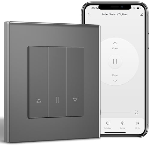 BSEEDLIFE Smart Zigbee Interruptor de persiana enrollable, gris, temporizador inteligente, empotrable, compatible con Alexa/Google Home/Tuya, interruptor inteligente para persianas, requiere cable