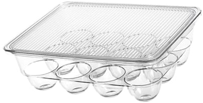 Folpus Huevera Transparente para refrigerador, contenedor de Almacenamiento, huevera, Accesorio Resistente para Cocina, versátil, Ahorra Espacio, apilable, 12 Compartimentos