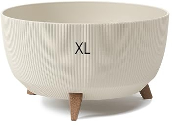 MELTOM Blumentopf Schale mit Füßen Einsatz Kräutertopf Übertopf Pflanzschale Eco Recycled Rund für Innen & Außen (Baumwolle, XL)