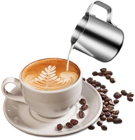 Alipis 2 pièces Pichet à Lait Inox sans Graduation Pot Verseur pour Mousse de Lait Cappuccino et Latte Design Léger et Facile à Nettoyer pour Usage Maison et Cuisine