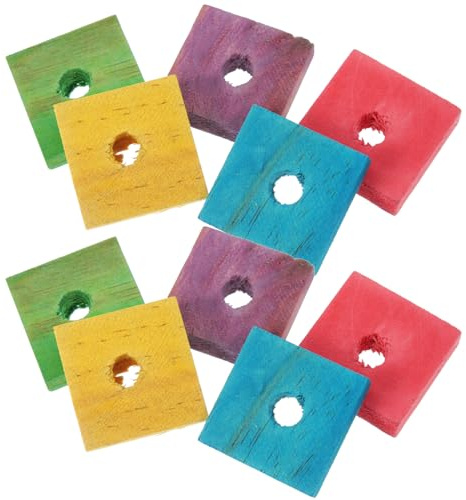 LOLIPPYY 50 Pieces Parrot Toys Wood Bird Bite Toy Assorted Color Promotes Fun and Exercise Chewing for Cockatiel Parakeet DIY Use Random Color