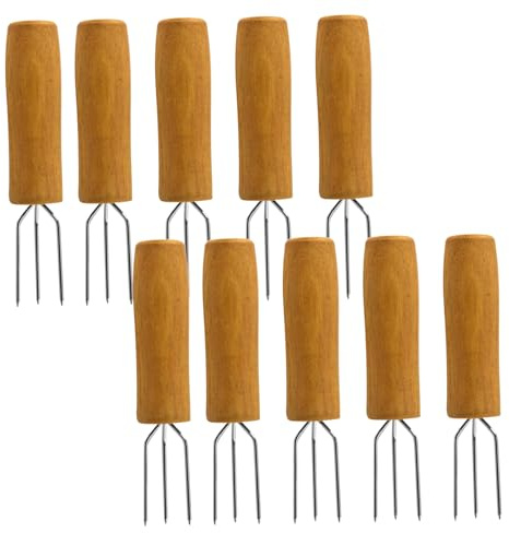 Supports d'épis de maïs 10 pièces brochettes de maïs en épis supports doux à 3 broches avec poignée en bois antidérapante pour les fêtes barbecue pique-niques camping