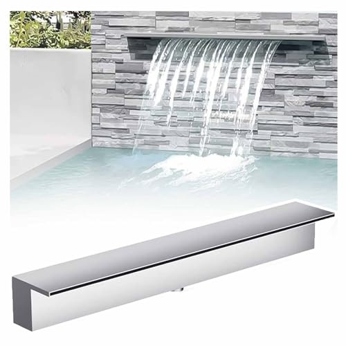 Stainless Steel 304 Garden Waterfall for Pools - Outdoor Cascade Water Feature with Smooth Flow, Easy Installation, 50cm Outlet (19.7in) - Perfect for Backyard Landscaping