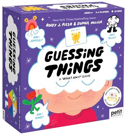 Guessing Things - A What Am I? Game - Family Guessing Challenge for 2-4 Players, Includes 4 Silly Card Glasses, Fast-Paced Kid’s Question Activity– Family Time