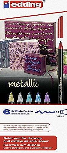 edding 4-1200-6-1999 Fasermaler 1200 Color Pen, 0.5-1 mm, sortiert, 6-er Set, metallic (6fach sortiert)