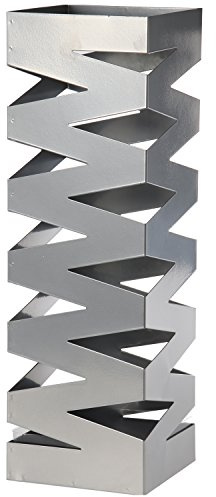 DRW Regenschirmständer aus versilbertem Metall, quadratisch, 15,5 x 15,5 x 49 cm