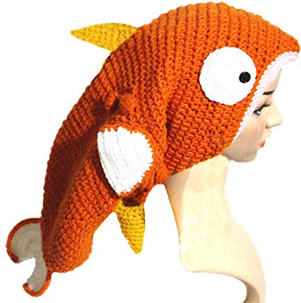 BIBITIME Orange Big Goldfish Hat Handmade Knit Animal Cap Funny Costume Beanie