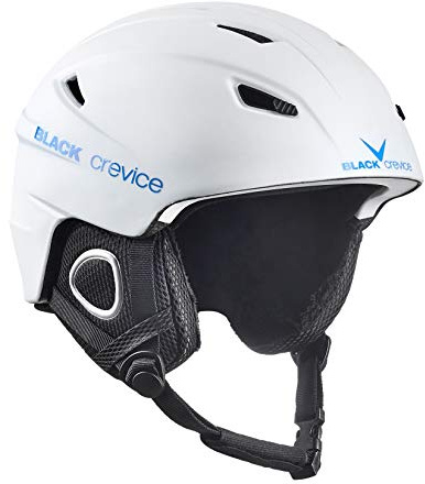 BLACK CREVICE Casco de esquí Kitzbühel I Casco de esquí de diseño Deportivo para Hombre y Mujer I Casco de esquí de policarbonato Transpirable I Talla Ajustable (M, Blanco/Azul)