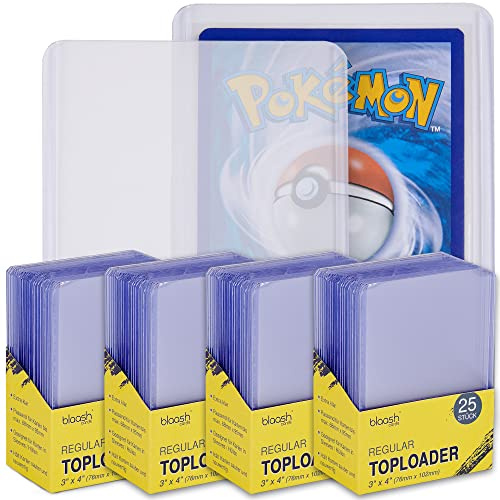 blaash® Toploader 100 Stück | Top Loader & Card Saver für Sammelkarten | 100 Stück, 3x4 Format, 35pt Stärke, Glasklar, für Pokemon, MTG, YuGiOh, Sammelkarten, staub- & kratzfest, Versandschutz