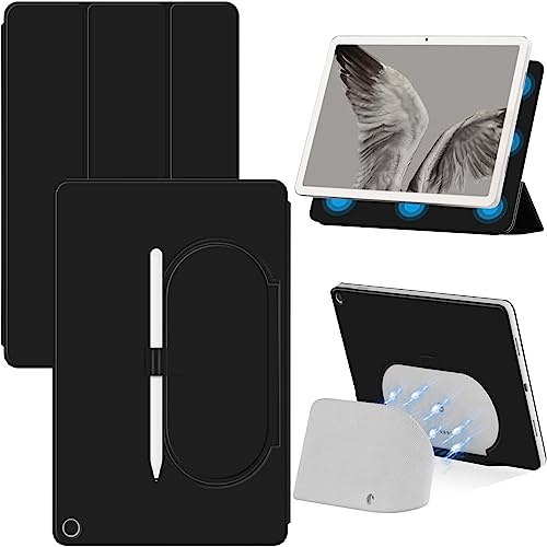 Miimall Kompatibel mit Google Pixel Tablet Hülle, Magnetisch Lederhülle mit Ständer & Stifthalter Kratzfest Stoßfest Ultradünnes Schutzhülle für Google Pixel Tablet 11 Zoll 2023-Schwarz
