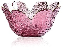 soulnioi Glass Dipping Bowl, Crystal Flower Shape Sauce Dishes, Gold Inlay Mini Snack Dessert Bowls for Home Wedding Party 9.5cm Diameter - Purple