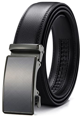 CHAOREN Automatik Gürtel Herren, Buckley Ledergürtel Ratsche Automatikschließe für Herren Business Anzug, 35mm Breit Gürtel Ohne Löcher, Größe Angepasst - Schwarz