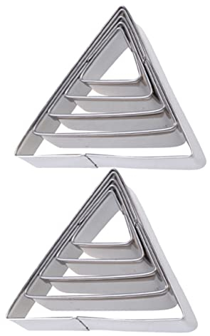 MAGICLULU 10pcs Stainless Steel Triangle Cookie Mould Set Silver DIY Biscuit Cutters for Home Baking Sturdy Kitchen Baking Tools