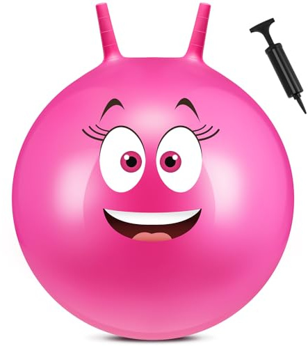 Hestya Tramoggia 65 cm Pallone Gonfiabile per Saltare Palla Gigante Rimbalzante con Pompa per Bambini Adulti Yoga, Rosa