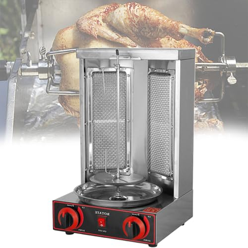 Beachtiful Macchina per Doner Kebab a Gas, Girarrosto Verticale Doner Kebab Gyro Grill, con 2 o 3 Fuochi, per la Cucina del Ristorante di Casa,Dual