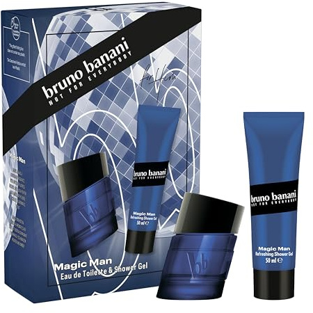 bruno banani Magic Man Eau de Toilette und Duschgel, energetischer, holziger Duft für Männer, 30 ml und 50 ml