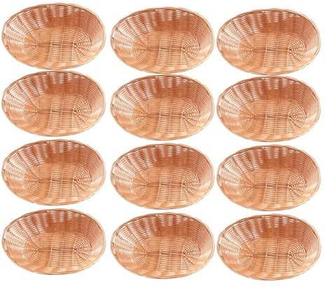 Wzxksoac 12 Confezioni di Cestini Ovali in Plastica, Cestini Vuoti per Il Pane, Cestini per La Conservazione degli Alimenti alla Rinfusa, Cestini in Vimini di Plastica per La Cucina