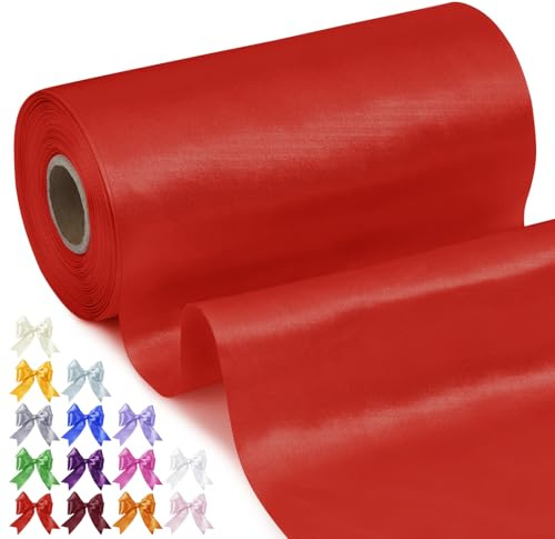 Uiopa Geschenkband Breit 20cm x 20m Satinband Rot Schleifenband Polyester Stoffband Deko Satin Band für Geschenkverpackungen, Hochzeiten, Stuhlschärpen, DIY-Handwerk
