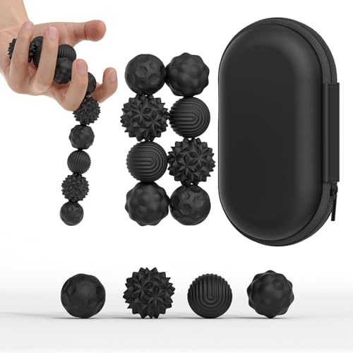 Bambebe 8 st magnetiska antistressbollar i silikon – sensoriska texturerade leksaker för vuxna och barn, akupressiva bollar för att lindra ångest, stress och taktil stimulering
