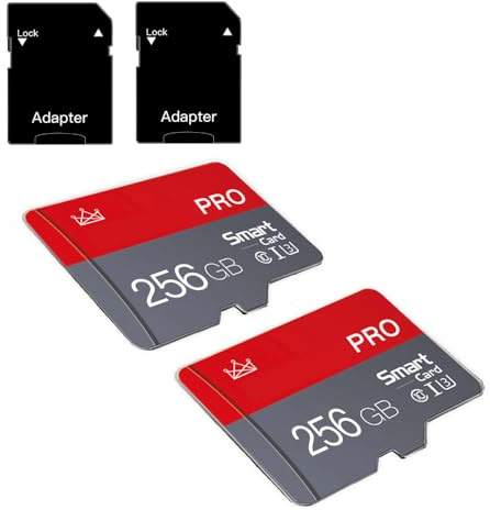 256GB Micro Memory Cards Class 10 TF Card with Adapter Class 10 High Speed Mini Memory Card for Smartphones/Camera/Tablet 2-Pack