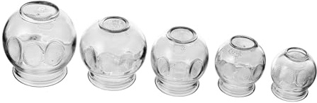 Hemobllo Lot de 5 Ventouses Médicales en Verre Épaisses pour Thérapie par Ventouses, Accessoire Massage Portable, Structure Simple pour Soulager Douleurs Musculaires et Articulaires