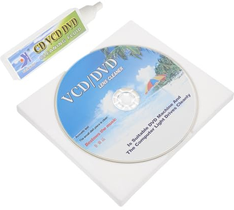BAZEITFLOW DVD Player Reinigungsset mit CD Reinigungsscheibe und Flüssigreiniger für CD Vcd DVD Player Staubentfernung Linsenreinigung und Verlängerung der Gerätelebensdauer Einfache