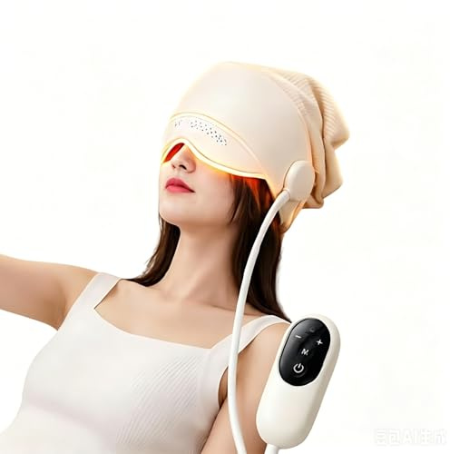 Gorro EléCtrico for El Alivio De MigrañAs, Masajeador De Cabeza Profundo 360° Con 6 Bolsas Aire CompresióN, Amasado Y PresióN Y 5 Modos Calor, Alivio for Dolores Cabeza Y MigrañAs