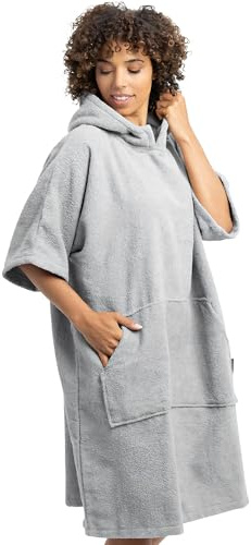 HOMELEVEL Unisex ombytesrock för herr/dam, handduk, poncho, bomullsfrotté, huva, surfponcho för män & kvinnor, strand, simning, vuxenstorlekar S/M och L/XL