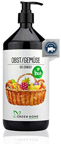 Green Home Obst- und Gemüse-Dünger 1000 ml | Bio Gemüsedünger, Tomatendünger flüssig, Gurkendünger, Beerendünger, Erdbeerdünger, Zitronendünger | Bio Dünger für gesundes Wachstum