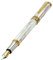 Xezo Maestro Fountain Pen, Fine Nib. Oceanic Origin White Mother of Pearl with 18 Karat Gold and Pure Platinum Plating. Handcrafted, Limited Edition, Serialized