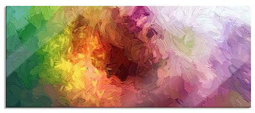 Pixxprint Glasbild Panorama, Wandbild aus Echtglas, abstrakte bunte Wasserfarben, 120x50 cm, inkl. Aufhängung und Abstandshalter