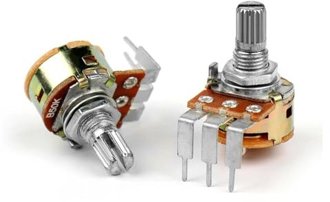 CAALO 10er-Pack WH148 Linearpotentiometer, 3-polig, 15 mm Schaft, B5K, B10K, B50K, B100K, B500K, Dual-Stereo-Potentiometer mit Schaltverstärker (Size : 500K Ohm)