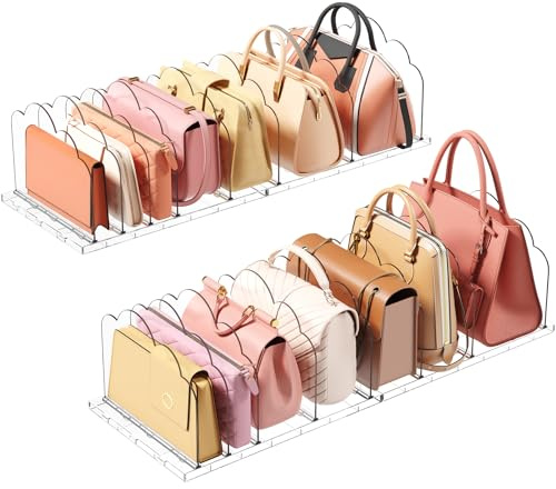 Lifewit Set de 8 Organizador de Bolsos de Plástico, Adjustable Separador Bolsos para Almacenaje Armario Estantes, Divisores de Embrague/Bolsos Mano/Libro para Dormitorio, Transparente, 4 PCS